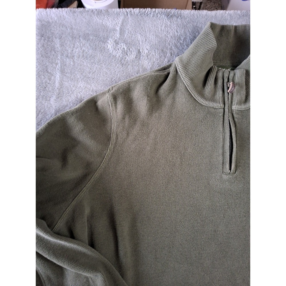 Mens Eddie Bauer Size XXL Green 1/4 Zip Long Sleeve Sweater Outdoors Preppy - Picture 2 of 11
